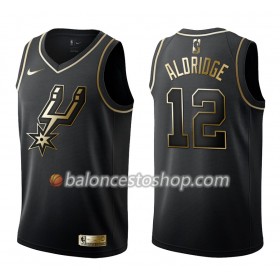 Camiseta Hombre NBA San Antonio Spurs LaMarcus Aldridge 12 Nike Negro Golden Edition Swingman